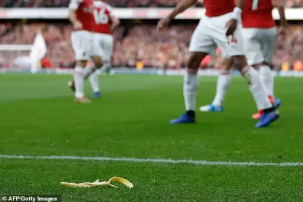 Tottenham Fan Arrested For Throwing Banana At Arsenal Forward, Pierre (Photos)